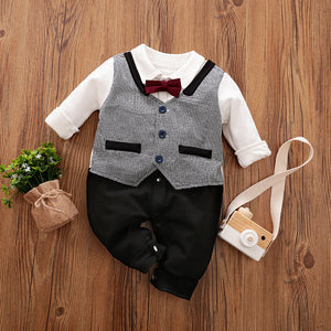 Spring Autumn Baby Gentleman Long Sleeve Jumpsuit Romper