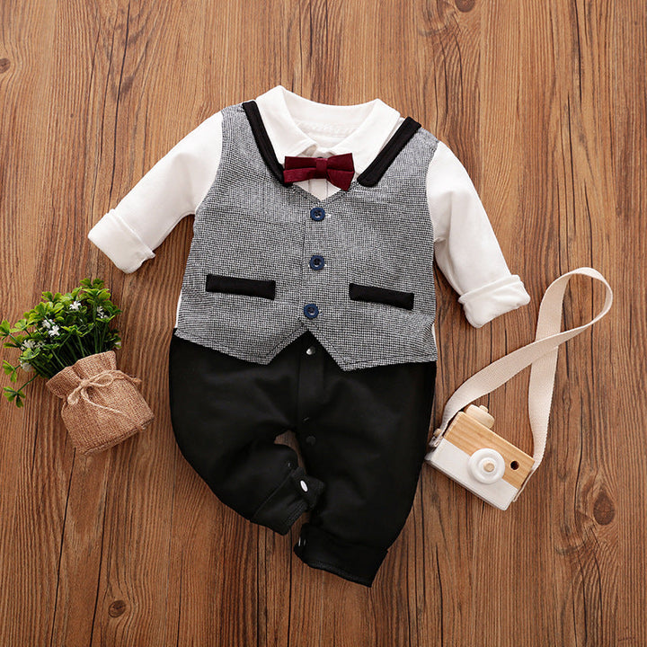 Spring Autumn Baby Gentleman Long Sleeve Jumpsuit Romper