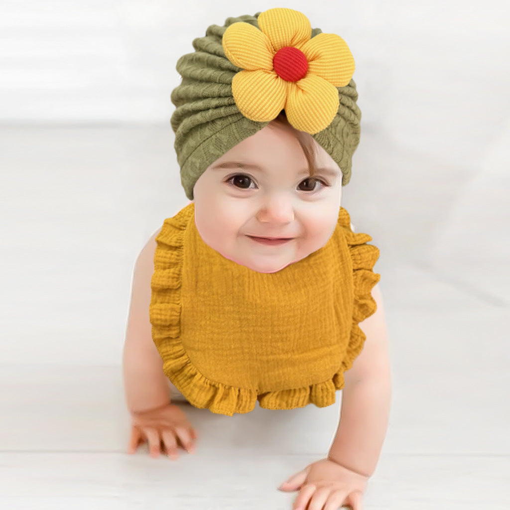 Newborn Muslin Baby Hat And Bib Set Soft Drool Accessories