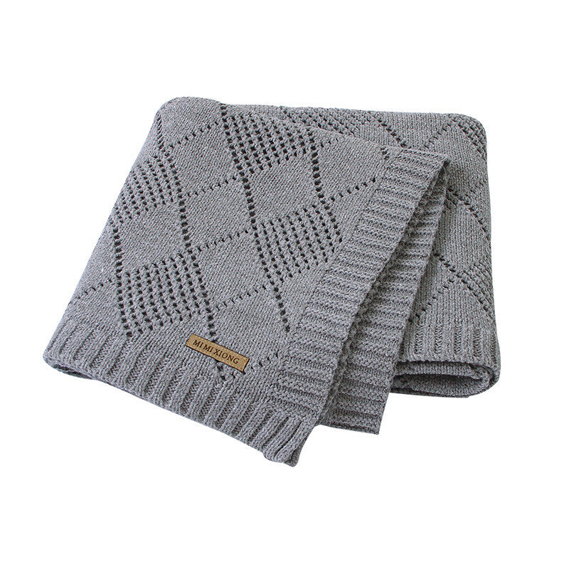 Solid Color Knitted Baby Blanket Soft Quilt Wrap