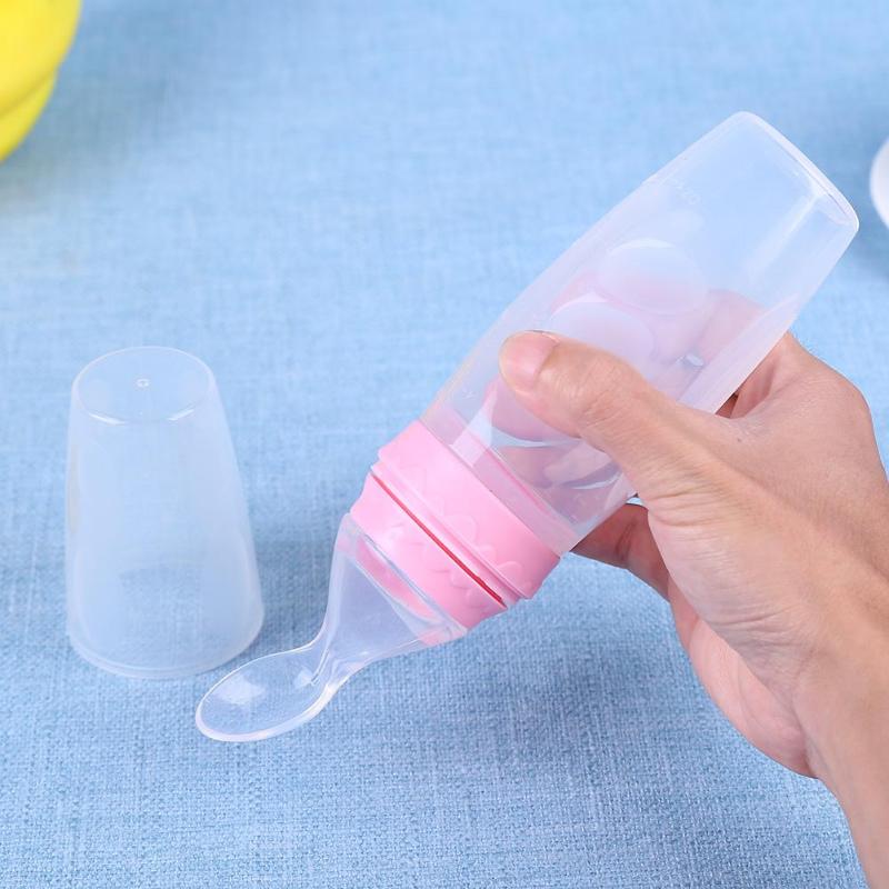 Baby Squeeze Feeding Spoon Silicone Soft Food Dispenser