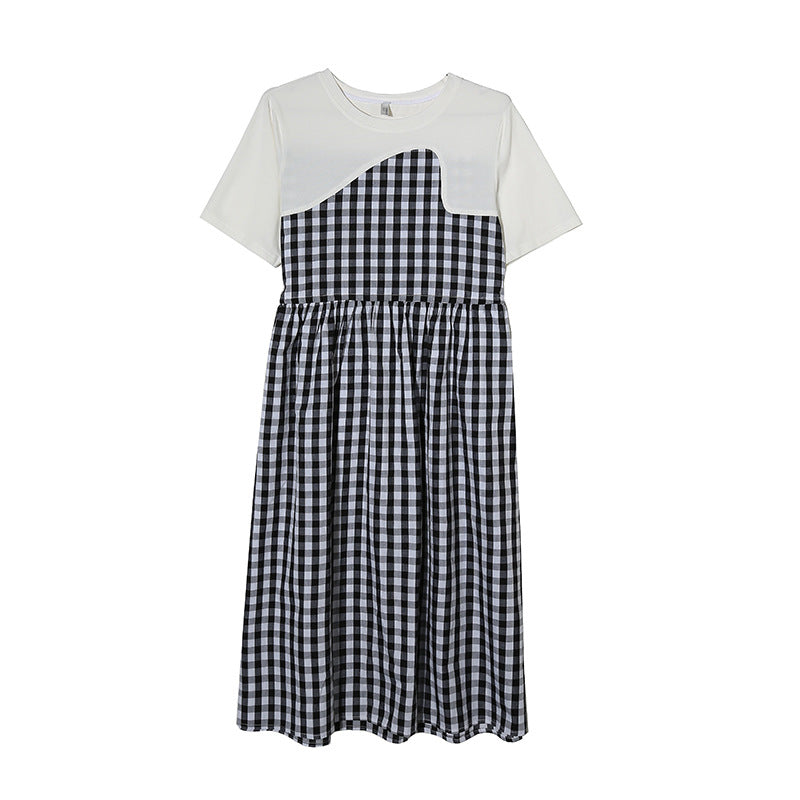 Plaid Patchwork Maternity Dress