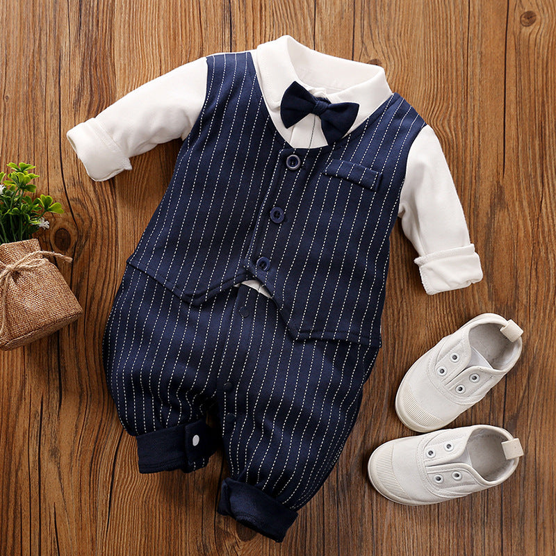 Spring Autumn Baby Gentleman Long Sleeve Jumpsuit Romper