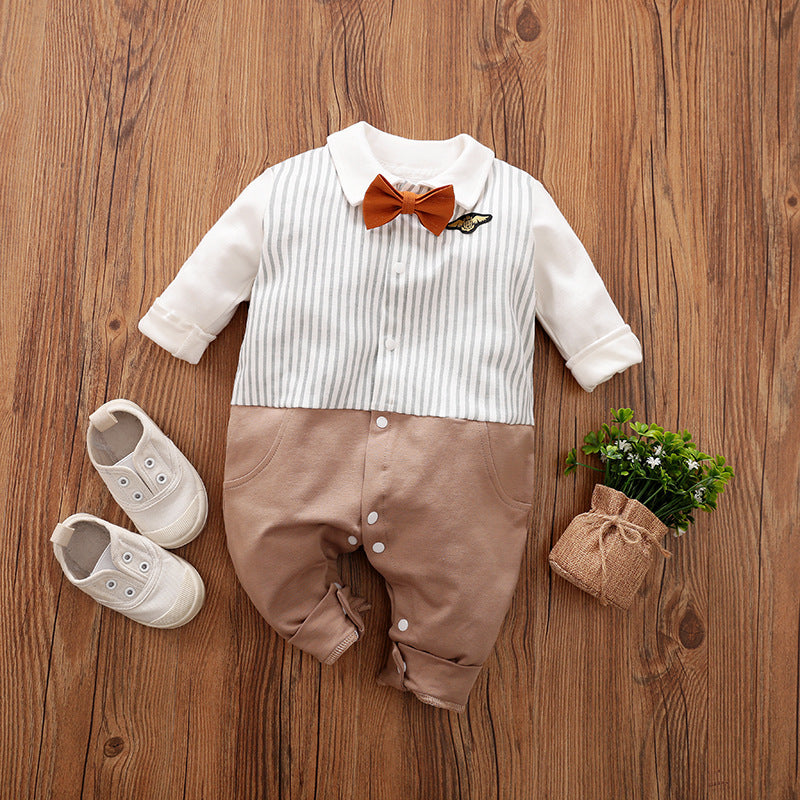 Spring Autumn Baby Gentleman Long Sleeve Jumpsuit Romper