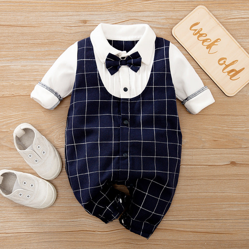 Spring Autumn Baby Gentleman Long Sleeve Jumpsuit Romper