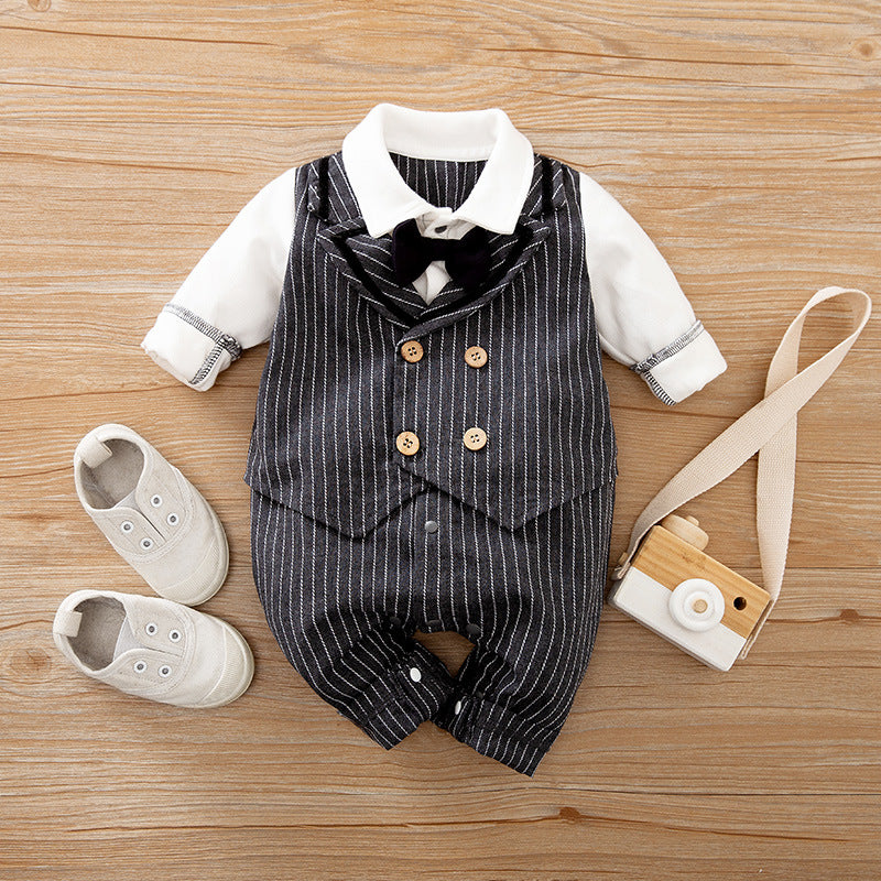 Spring Autumn Baby Gentleman Long Sleeve Jumpsuit Romper