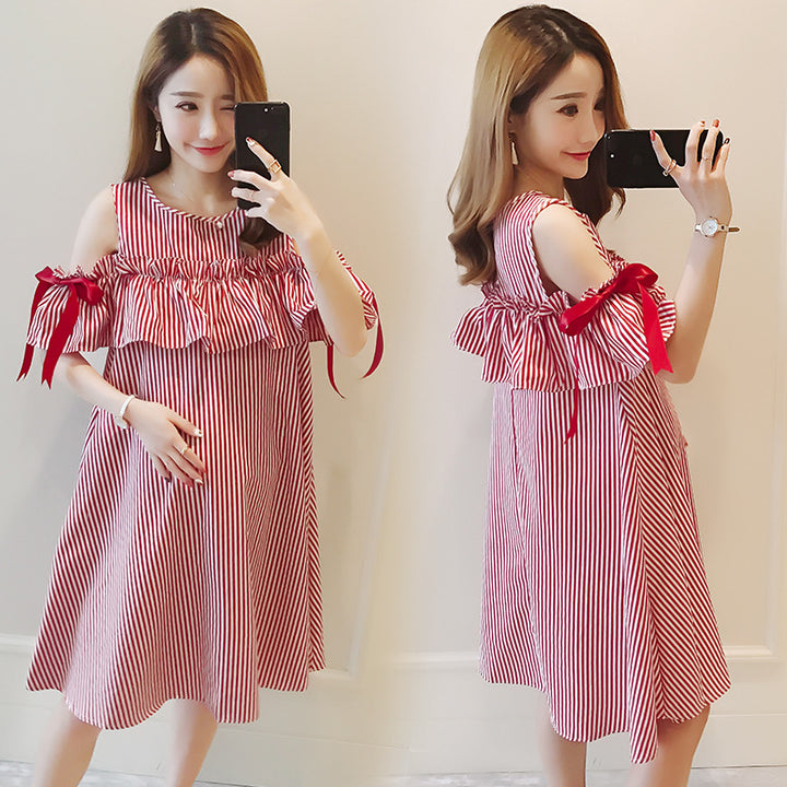 Summer Maternity Breastfeeding Mid Length Dress Suit