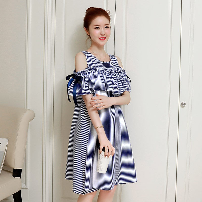 Summer Maternity Breastfeeding Mid Length Dress Suit