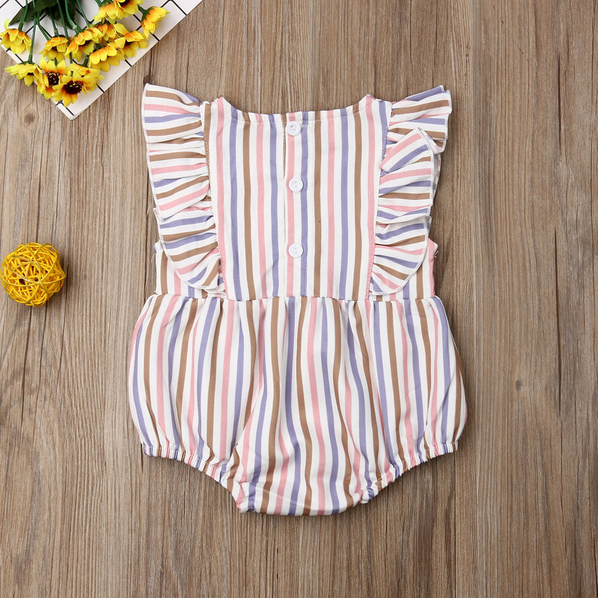 Baby Cotton Linen Romper Pleated Trim Triangle Comfortable Outfit