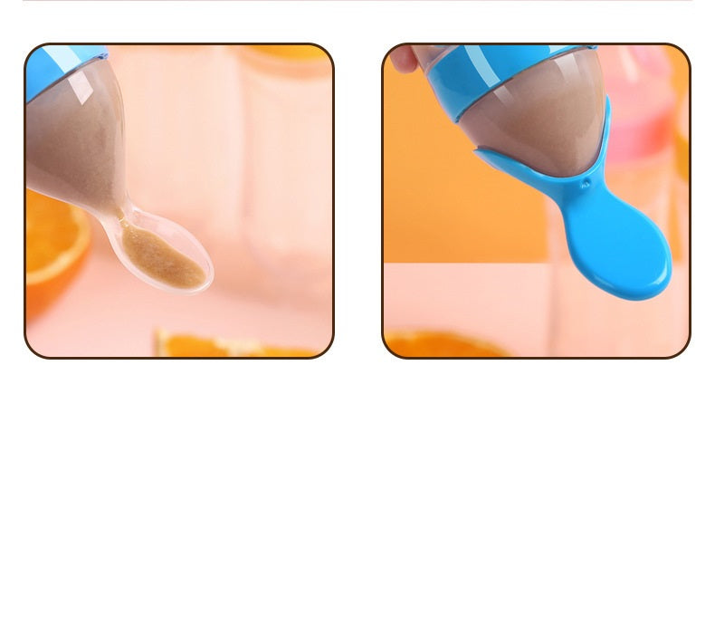 Baby Silicone Squeeze Feeding Bottle Rice Paste Spoon Training Bottle