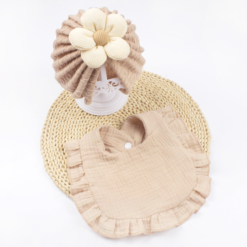 Newborn Muslin Baby Hat And Bib Set Soft Drool Accessories