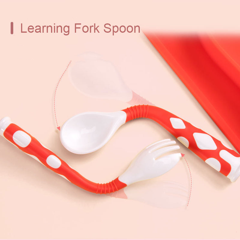 Baby Feeding Tableware Set Silicone Safe Comfortable Utensils
