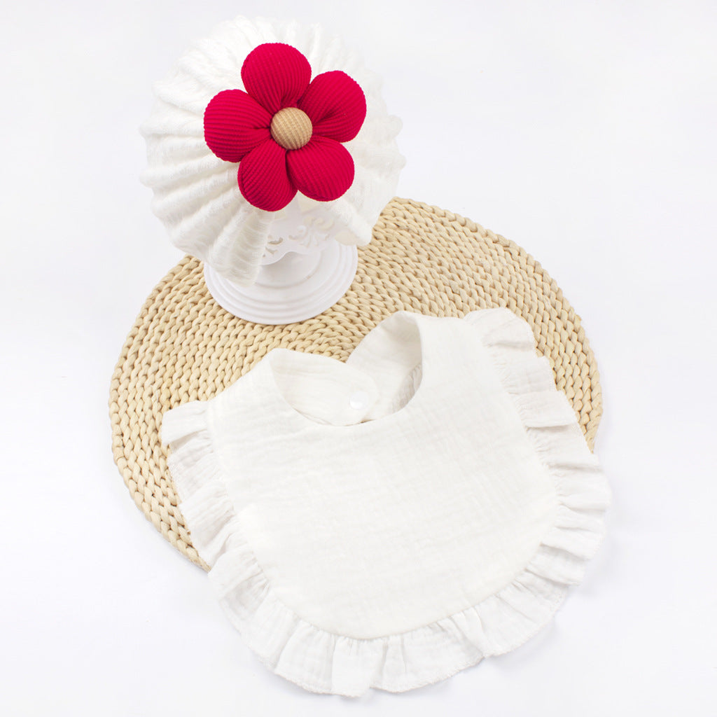 Newborn Muslin Baby Hat And Bib Set Soft Drool Accessories