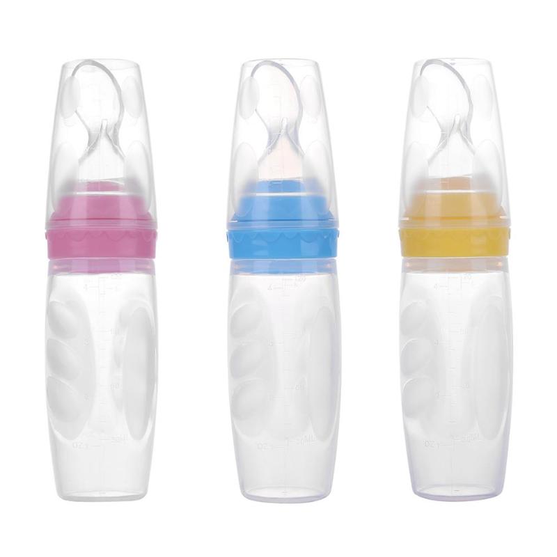 Baby Squeeze Feeding Spoon Silicone Soft Food Dispenser