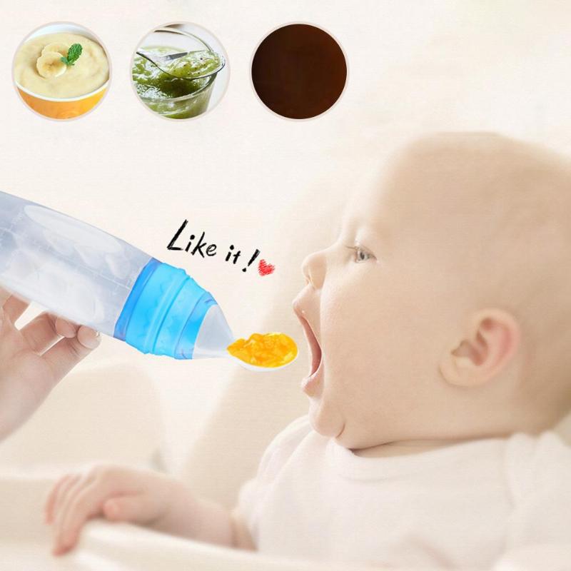 Baby Squeeze Feeding Spoon Silicone Soft Food Dispenser