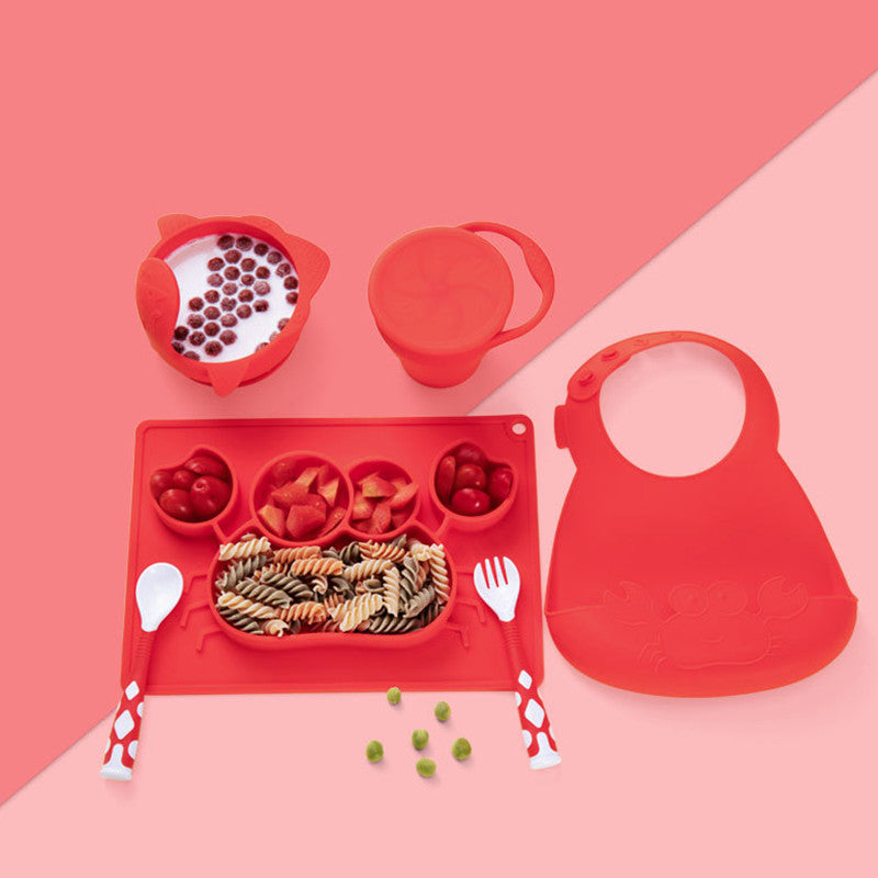 Baby Feeding Tableware Set Silicone Safe Comfortable Utensils