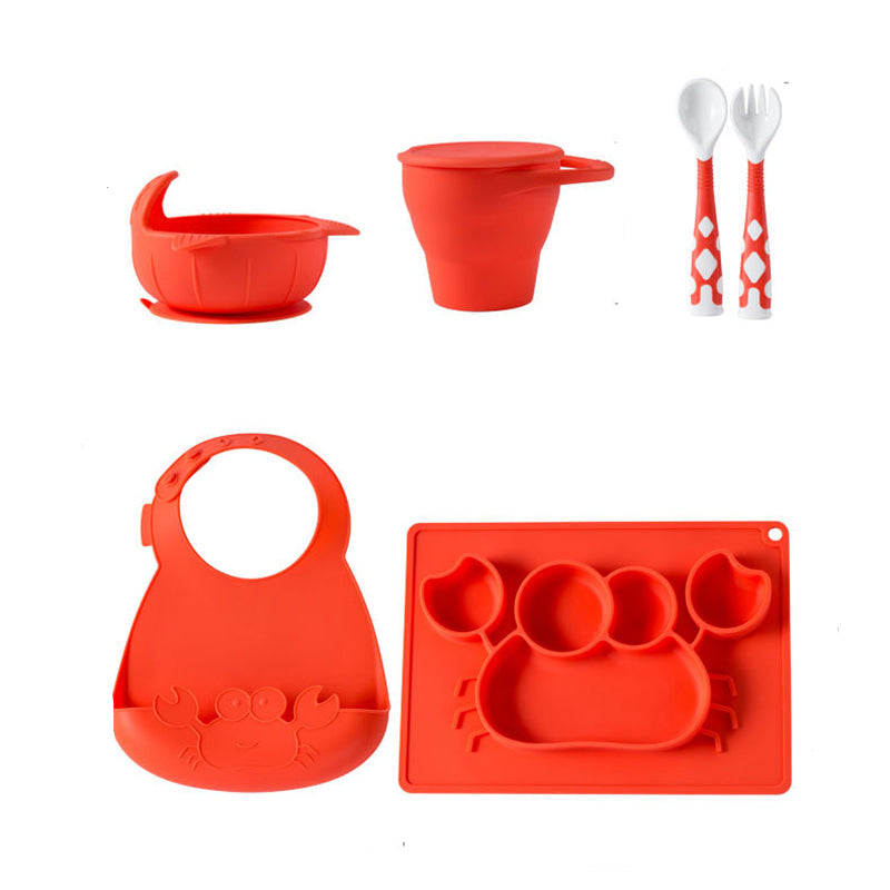 Baby Feeding Tableware Set Silicone Safe Comfortable Utensils