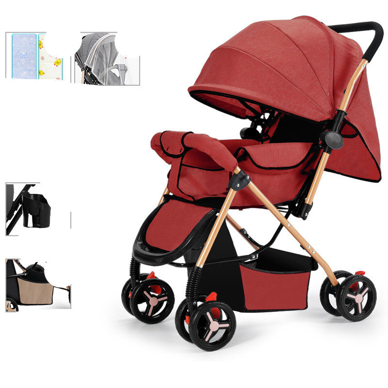 Lightweight Foldable Baby Stroller Sit Lie Shock Absorbing