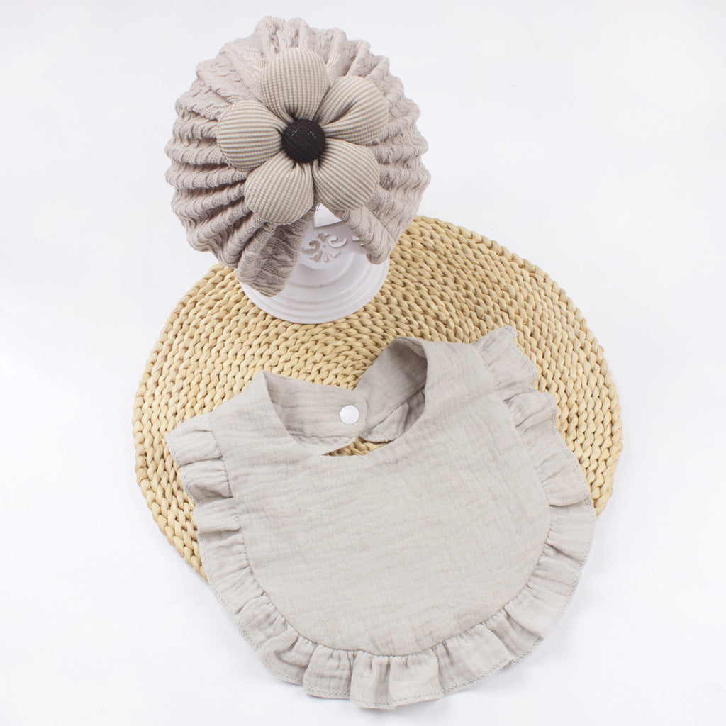 Newborn Muslin Baby Hat And Bib Set Soft Drool Accessories