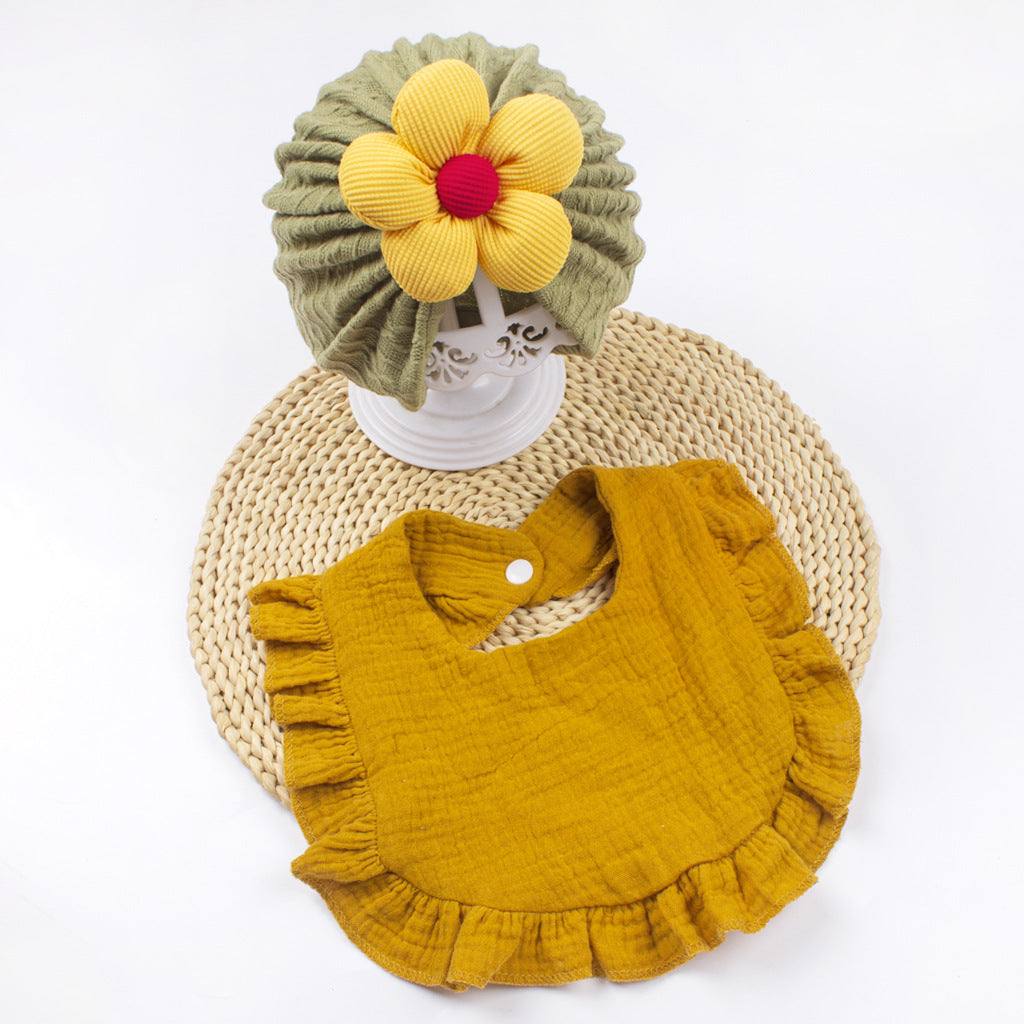 Newborn Muslin Baby Hat And Bib Set Soft Drool Accessories