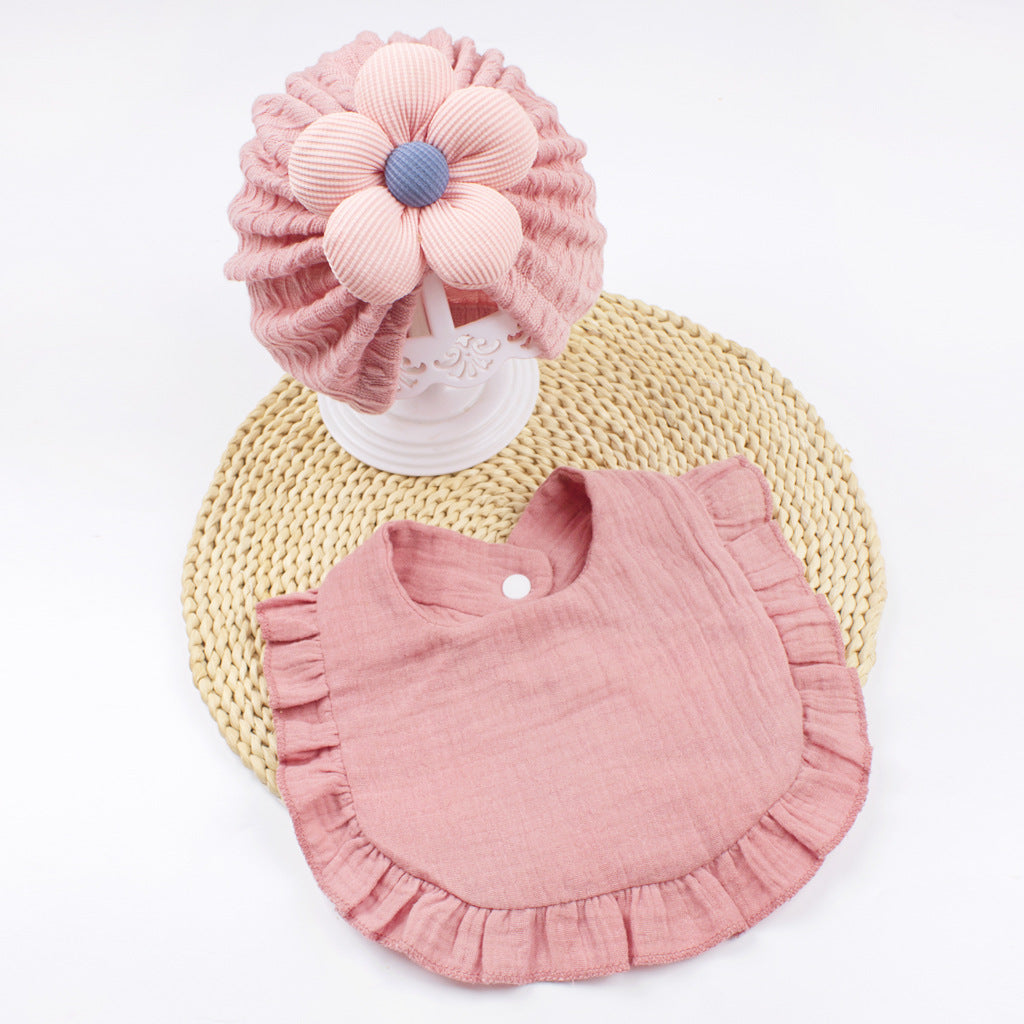 Newborn Muslin Baby Hat And Bib Set Soft Drool Accessories