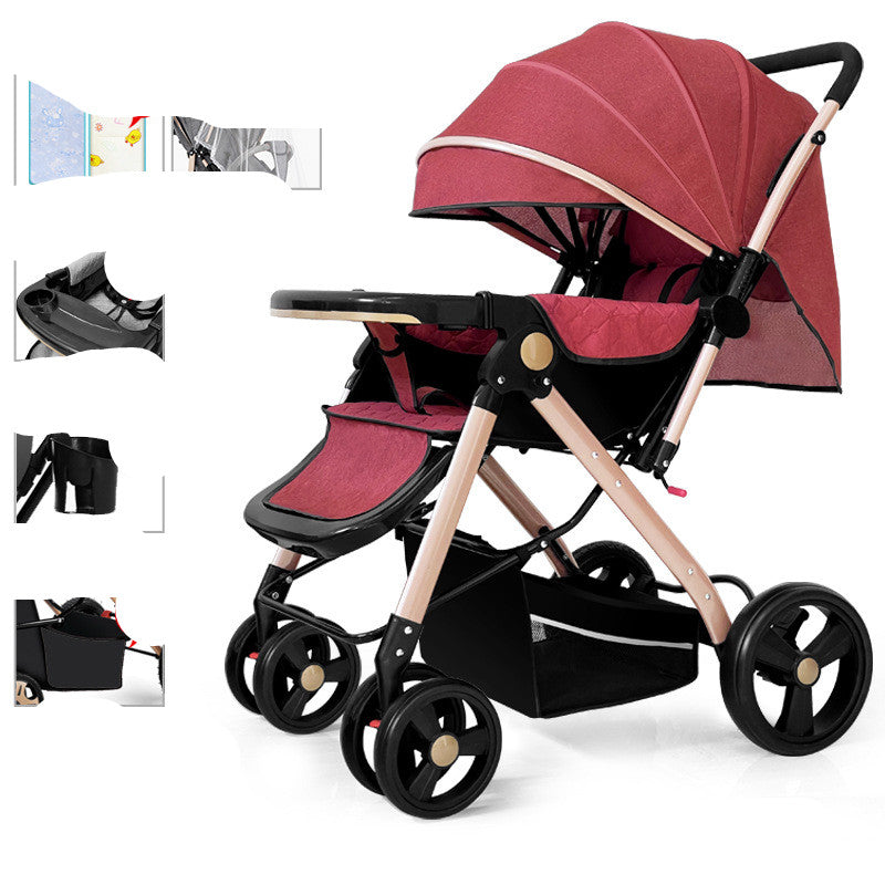 Lightweight Foldable Baby Stroller Sit Lie Shock Absorbing