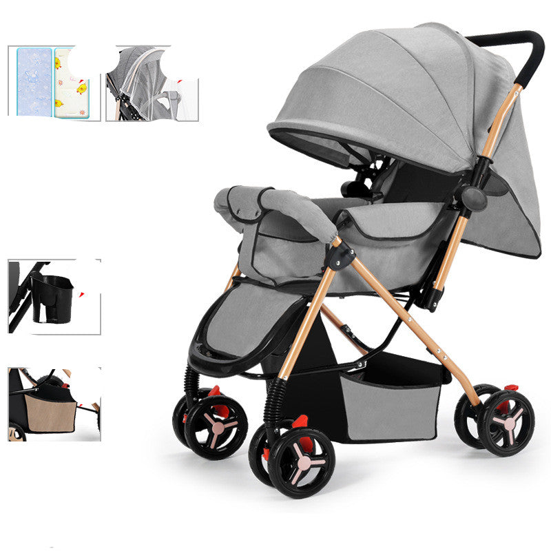 Lightweight Foldable Baby Stroller Sit Lie Shock Absorbing