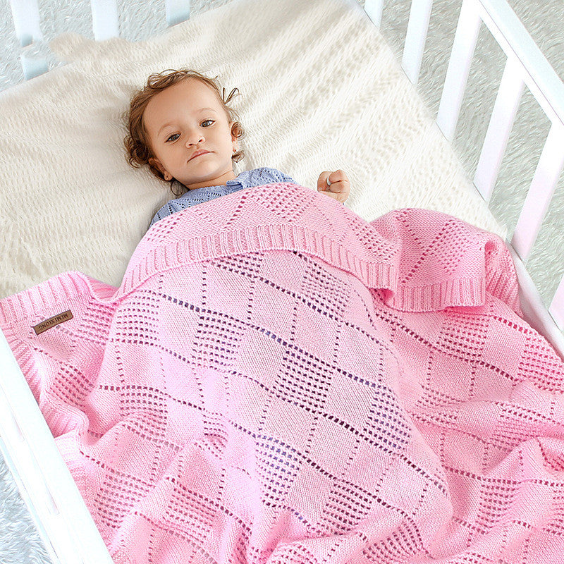 Solid Color Knitted Baby Blanket Soft Quilt Wrap