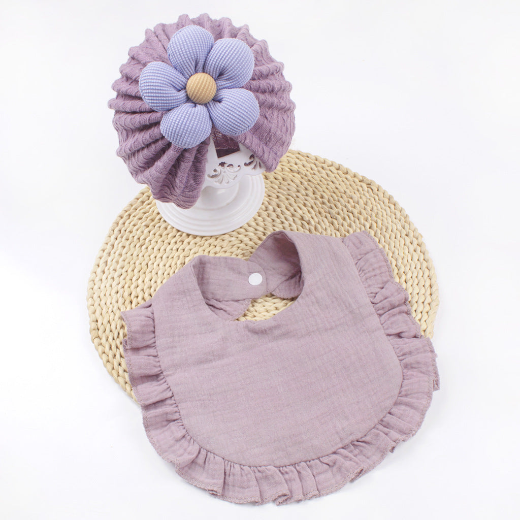 Newborn Muslin Baby Hat And Bib Set Soft Drool Accessories