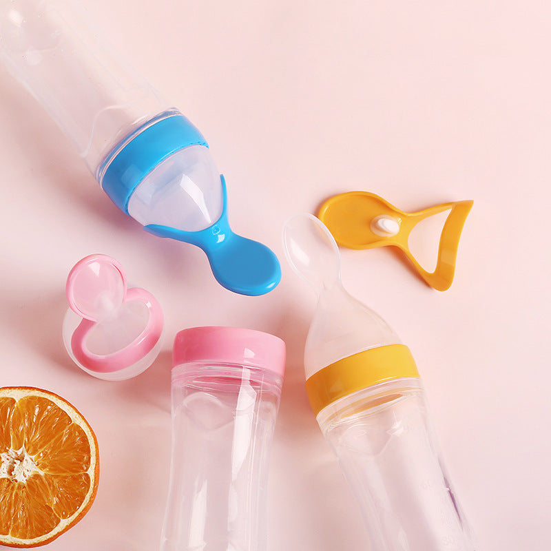 Baby Silicone Squeeze Feeding Bottle Rice Paste Spoon Training Bottle