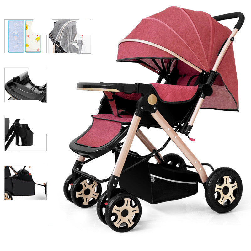 Lightweight Foldable Baby Stroller Sit Lie Shock Absorbing