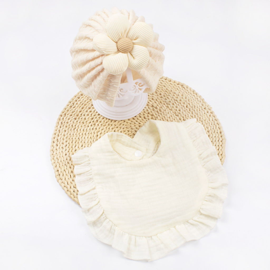 Newborn Muslin Baby Hat And Bib Set Soft Drool Accessories