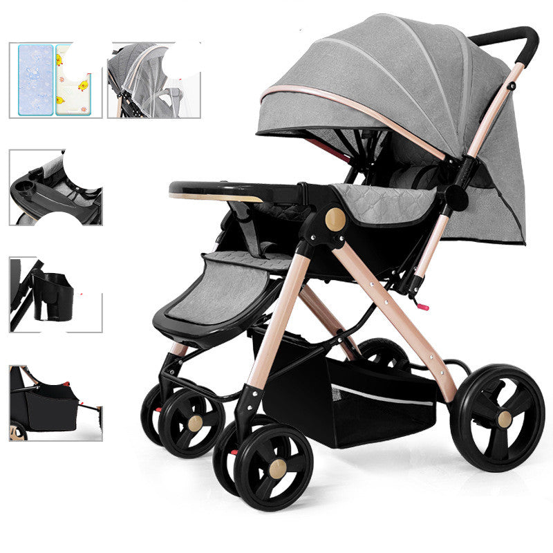 Lightweight Foldable Baby Stroller Sit Lie Shock Absorbing