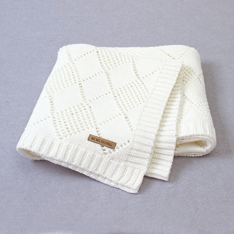 Solid Color Knitted Baby Blanket Soft Quilt Wrap